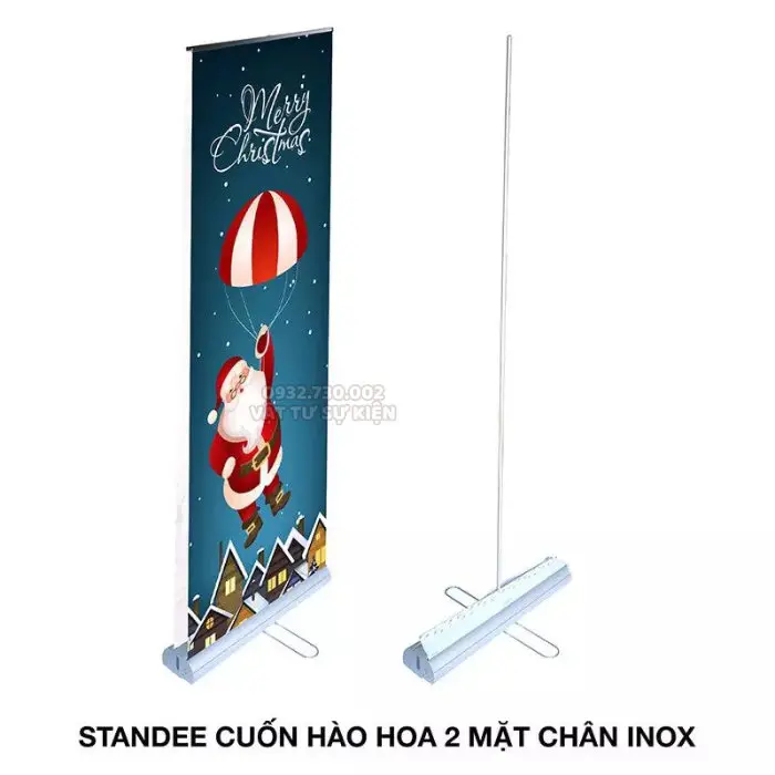 Khung Standee Cuốn Hào Hoa 2 Mặt 1 Chân Inox 80 x 200 cm